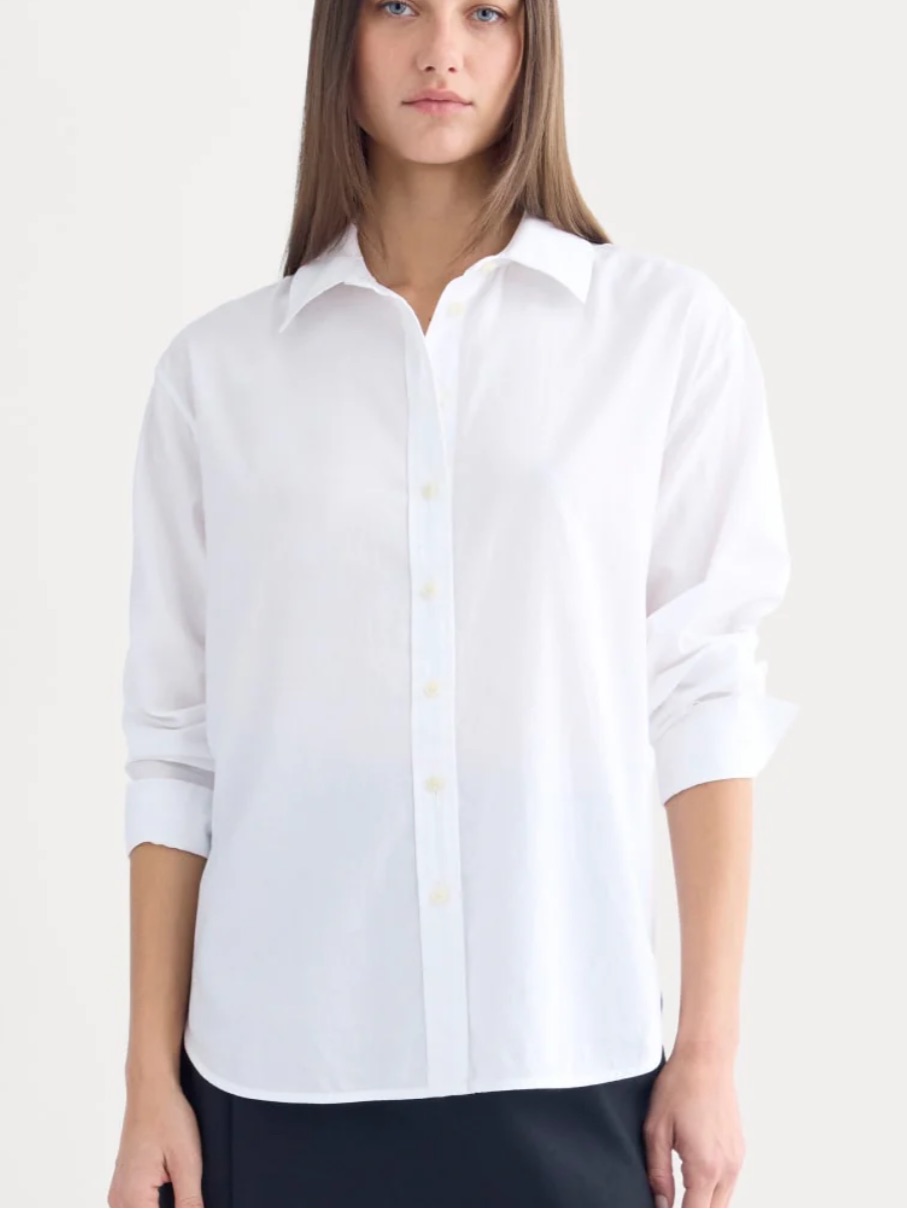 Nwt Everlane The Everyday Shirt In Silky Cotton White Oversized Button Down L